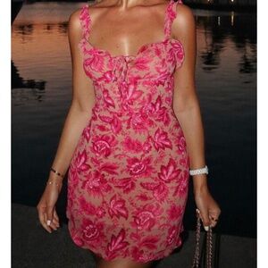NWT White Fox Sweet Fling Mini Dress Pink Floral Size XS